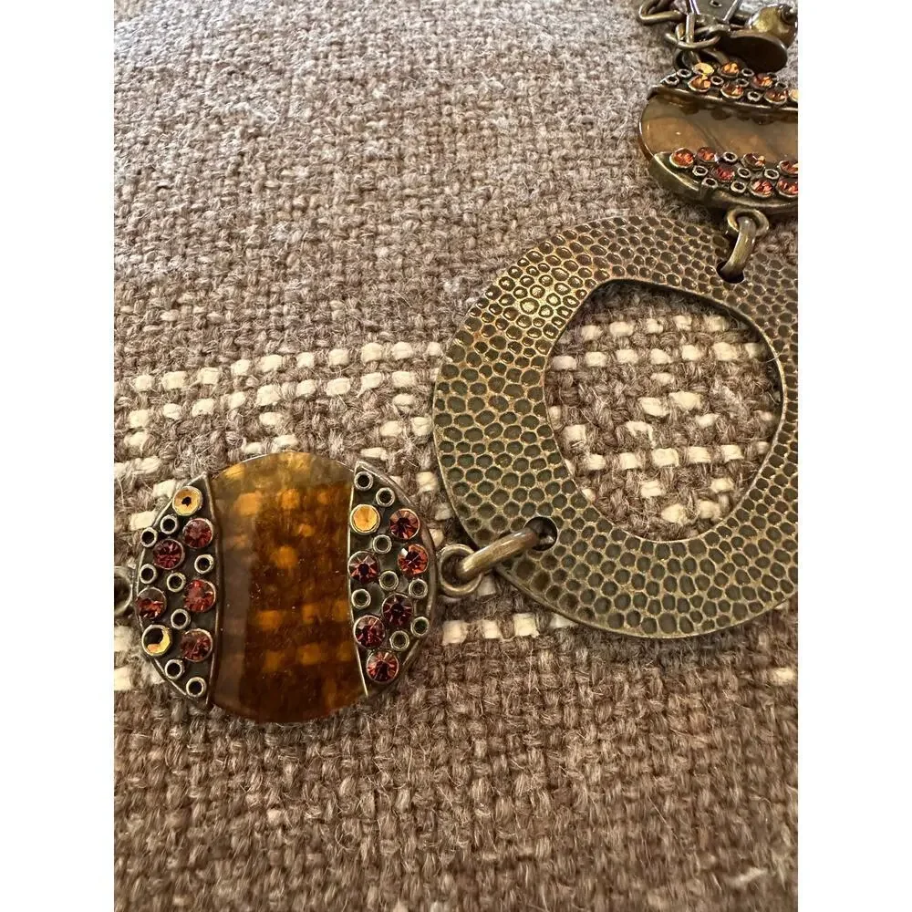 Chico's Women's Brown Mixed Metal Bead Swag Charm Medallion Chain Belt